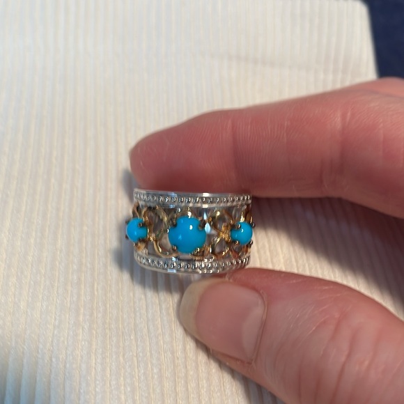NWT JTV Sterling silver ring with gold & turquoise - Picture 2 of 3